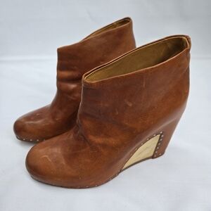 Maison Martin Margiela Tan Leather Wedge Boots 37/7